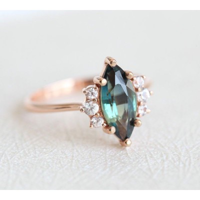 Blake Teal Sapphire Diamond Ring
