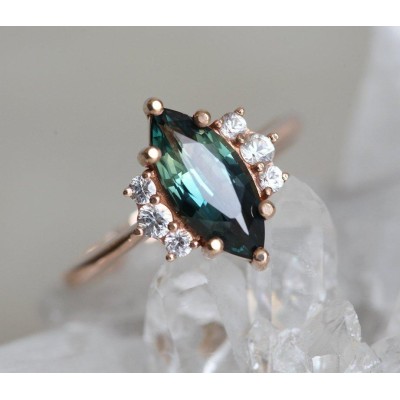 Blake Teal Sapphire Diamond Ring
