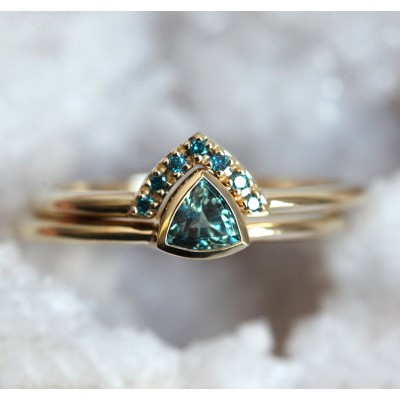 Brooke Trillion-Cut Teal Sapphire Ring
