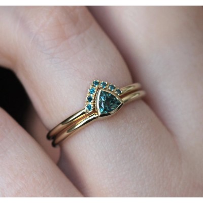 Brooke Trillion-Cut Teal Sapphire Ring
