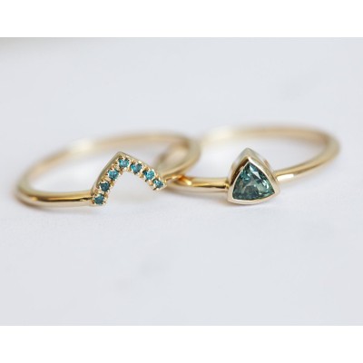 Brooke Trillion-Cut Teal Sapphire Ring
