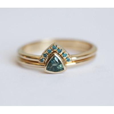 Brooke Trillion-Cut Teal Sapphire Ring
