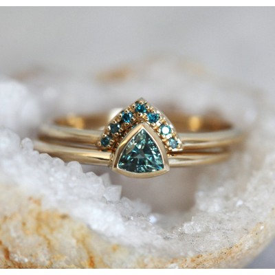 Brooke Trillion-Cut Teal Sapphire Ring

