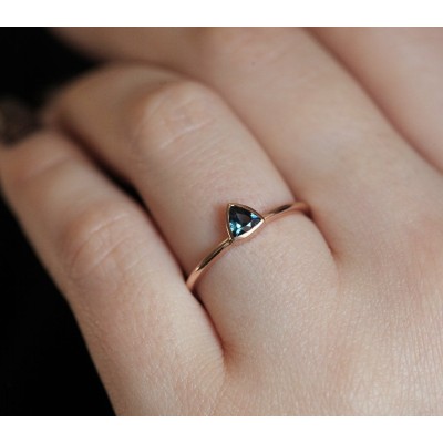 Brooke Trillion-Cut Teal Sapphire Ring
