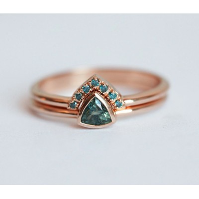 Brooke Trillion-Cut Teal Sapphire Ring
