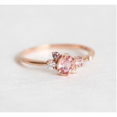 Capella Peach Sapphire Diamond Cluster Ring