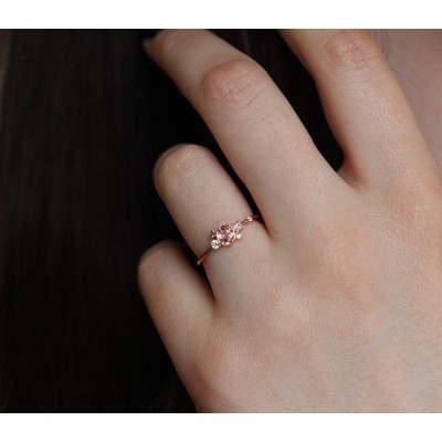 Capella Peach Sapphire Diamond Cluster Ring
