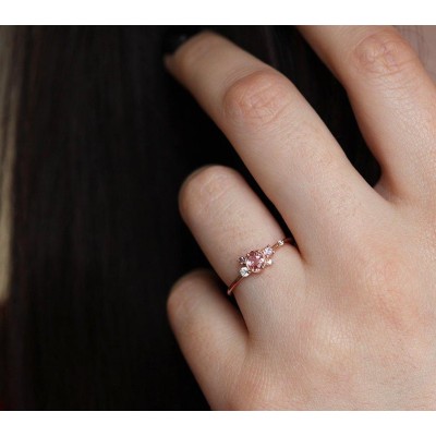 Capella Peach Sapphire Diamond Cluster Ring
