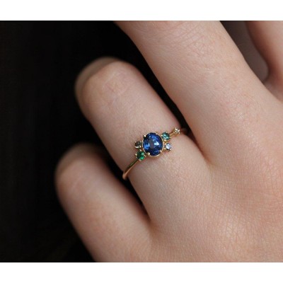 Capella Peach Sapphire Diamond Cluster Ring
