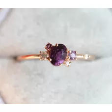 Carey Purple Sapphire Amethyst Diamond Cluster Ring