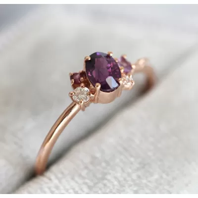 Carey Purple Sapphire Amethyst Diamond Cluster Ring
