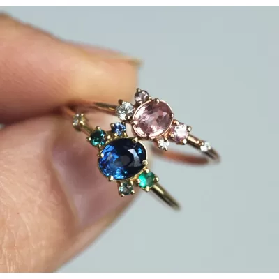 Carey Purple Sapphire Amethyst Diamond Cluster Ring
