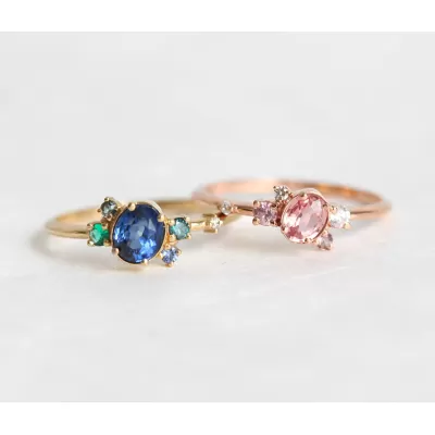 Carey Purple Sapphire Amethyst Diamond Cluster Ring
