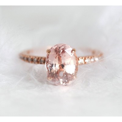 Carla Peach Sapphire Diamond Ring
