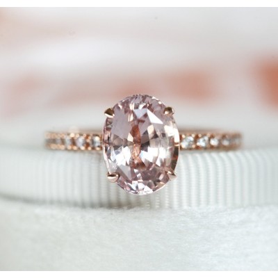 Carla Peach Sapphire Diamond Ring
