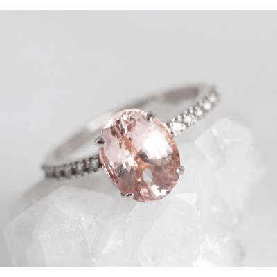 Carla Peach Sapphire Diamond Ring
