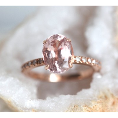 Carla Peach Sapphire Diamond Ring
