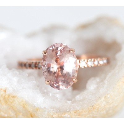 Carla Peach Sapphire Diamond Ring

