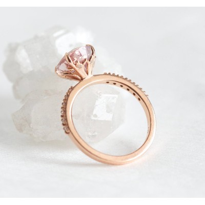 Carla Peach Sapphire Diamond Ring
