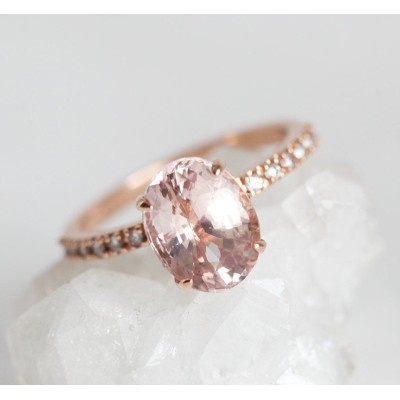 Carla Peach Sapphire Diamond Ring
