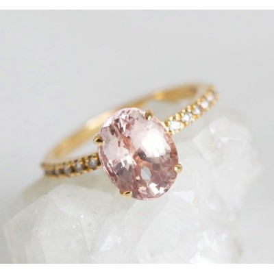 Carla Peach Sapphire Diamond Ring
