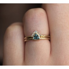 Channing Teal Sapphire Solitaire Ring Set
