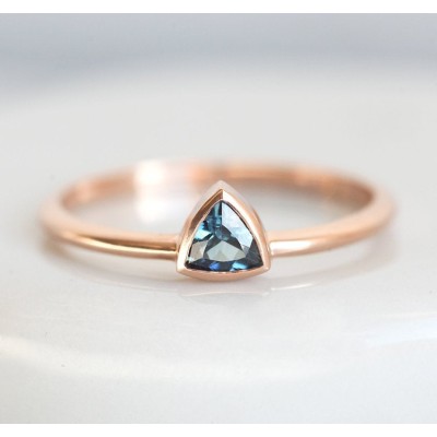 Channing Teal Sapphire Solitaire Ring Set
