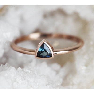 Channing Teal Sapphire Solitaire Ring Set
