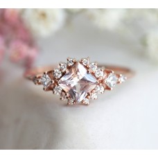 Chiara Peach Sapphire Diamond Cluster Ring