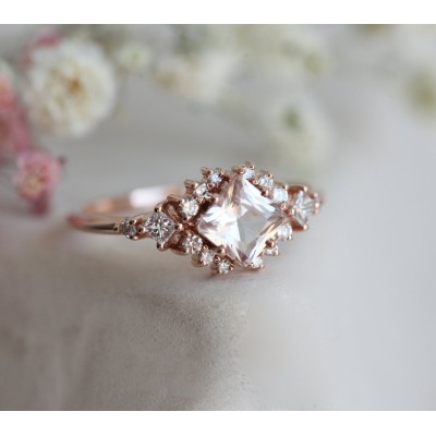 Chiara Peach Sapphire Diamond Cluster Ring
