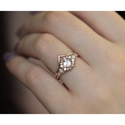 Chiara Peach Sapphire Diamond Cluster Ring
