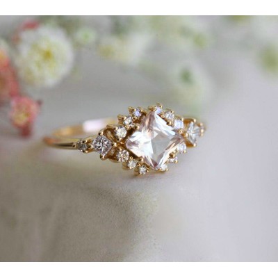 Chiara Peach Sapphire Diamond Cluster Ring
