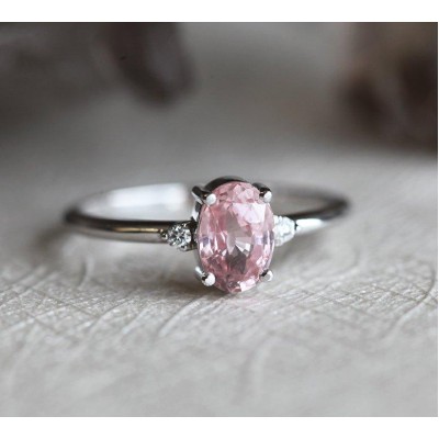 Darra Peach Sapphire Diamond Ring
