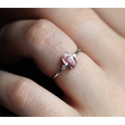 Darra Peach Sapphire Diamond Ring
