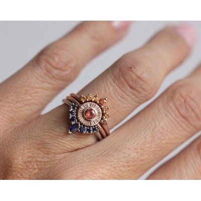 De La Sol Orange Sapphire Sunset Ring Set
