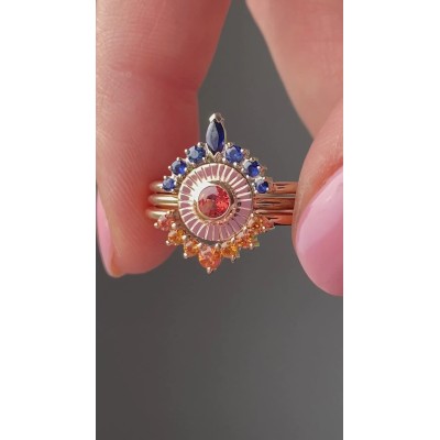 De La Sol Orange Sapphire Sunset Ring Set
