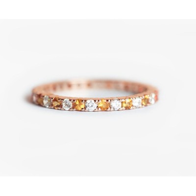 Diamond & Orange Sapphire Eternity Ring
