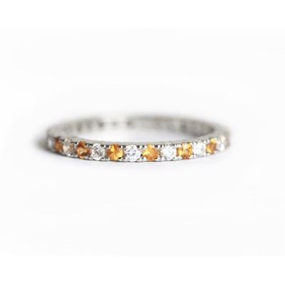 Diamond & Orange Sapphire Eternity Ring
