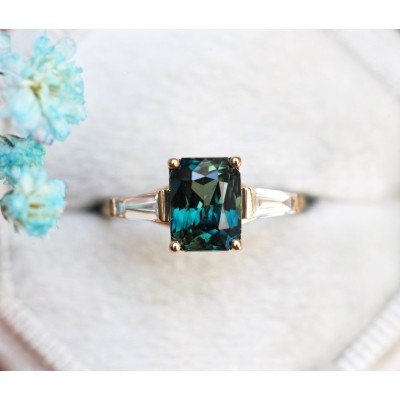 Dolores Teal Sapphire Diamond Ring
