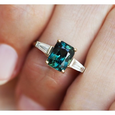 Dolores Teal Sapphire Diamond Ring
