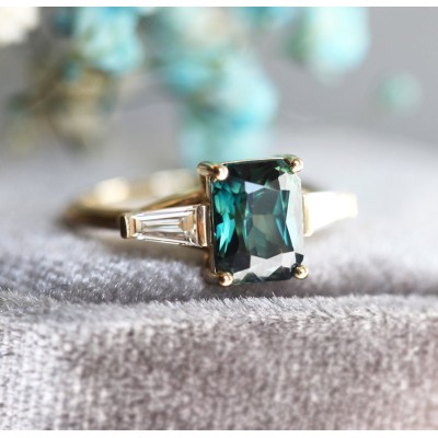 Dolores Teal Sapphire Diamond Ring
