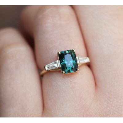 Dolores Teal Sapphire Diamond Ring
