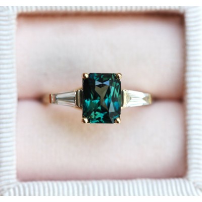 Dolores Teal Sapphire Diamond Ring
