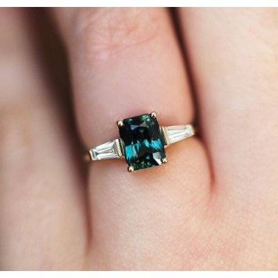 Dolores Teal Sapphire Diamond Ring
