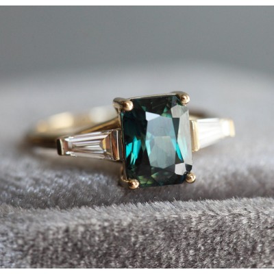 Dolores Teal Sapphire Diamond Ring
