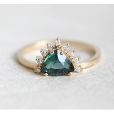 Edira Teal Sapphire Diamond Ring