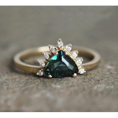 Edira Teal Sapphire Diamond Ring
