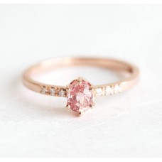 Eilian Peach Sapphire Diamond Ring