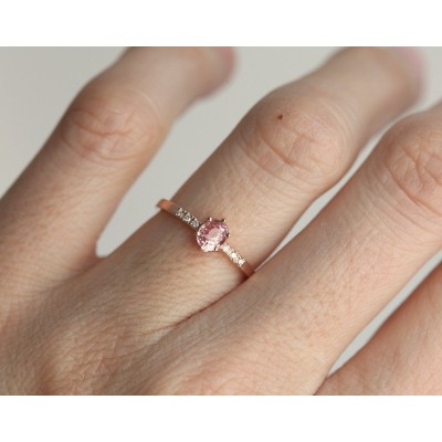 Eilian Peach Sapphire Diamond Ring
