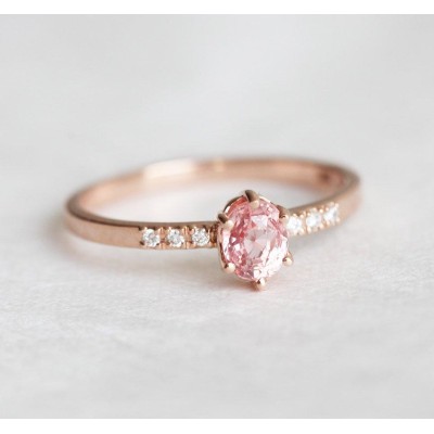 Eilian Peach Sapphire Diamond Ring
